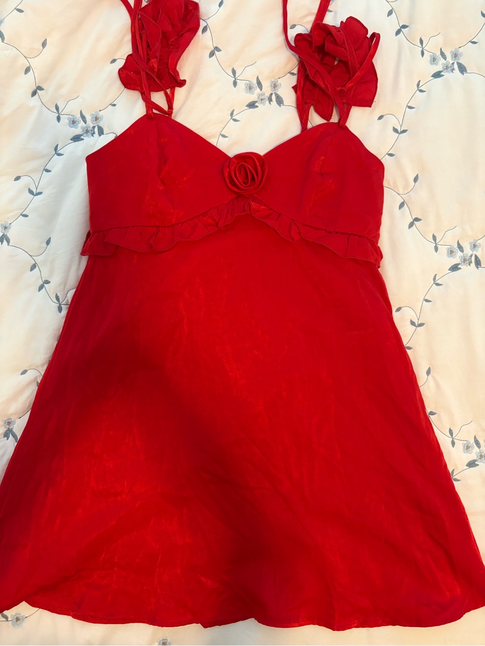 wild fable Red Floral-Trim Babydoll Chemise
